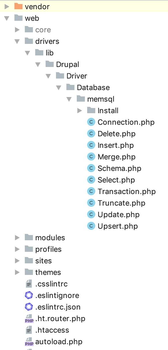 Путь до драйвера MemSQL в Drupal